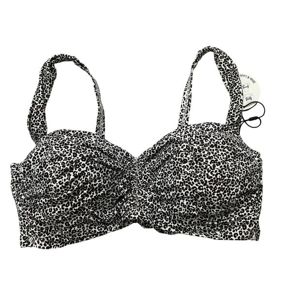 Coco Reef Underwire Bra Bikini Bandeau Top Size 32/34D Brown Animal Convertible - Picture 1 of 6